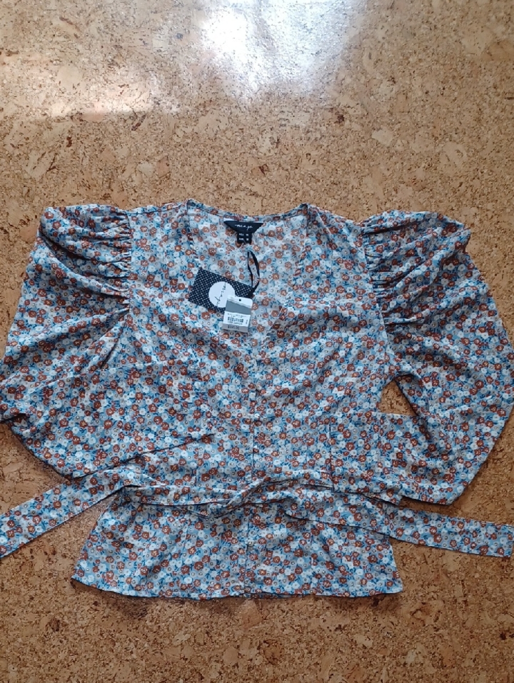 Map Women's Multi Floral Button Down Blouse Size M NWT